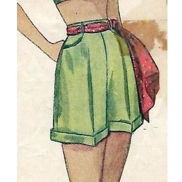 HCC #21 PDF Pattern for 11 1/2" female fashion doll, vintage style cuffed shorts and a simple blouse with top pleat
