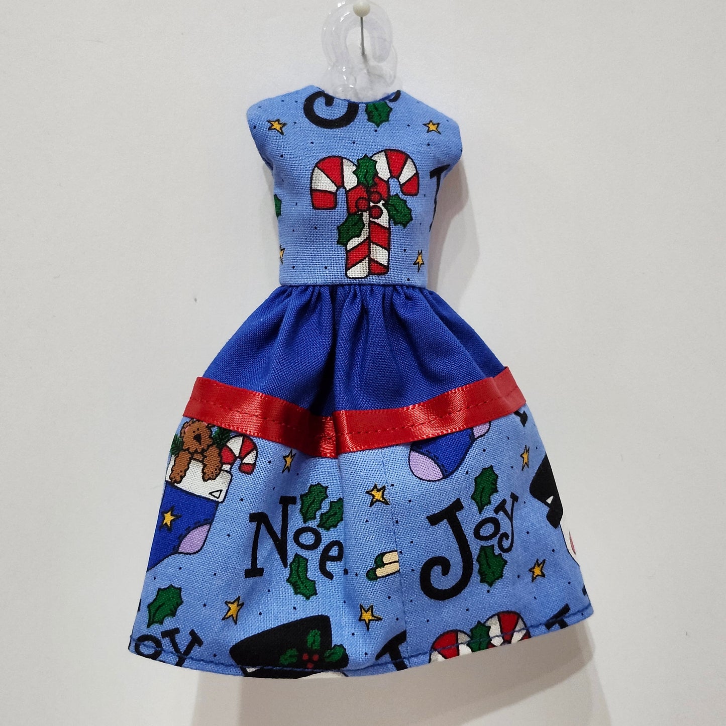 Candy Cane, Red, and Blue Dress for 9" girl fashion doll