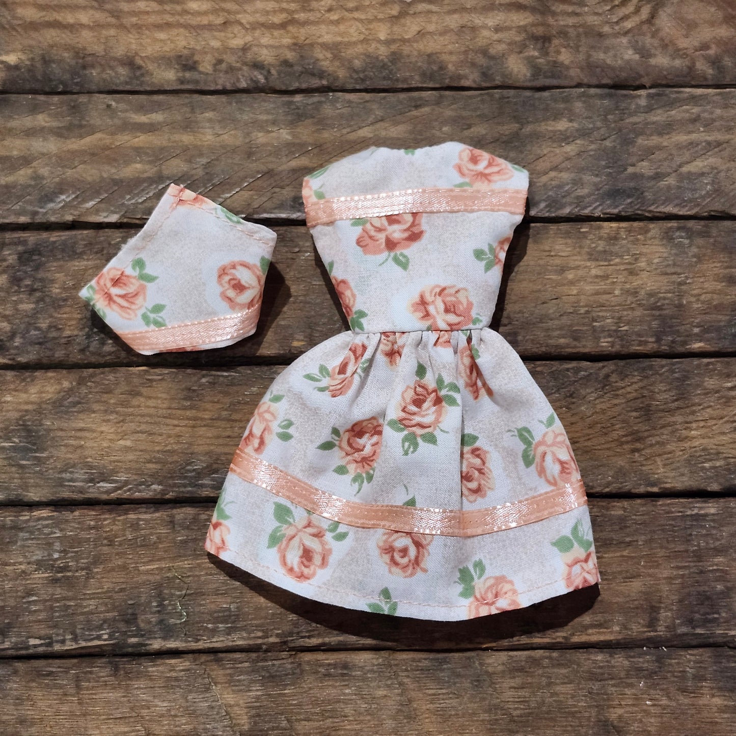 Peach Floral Dress for 9" girl fashion dolls