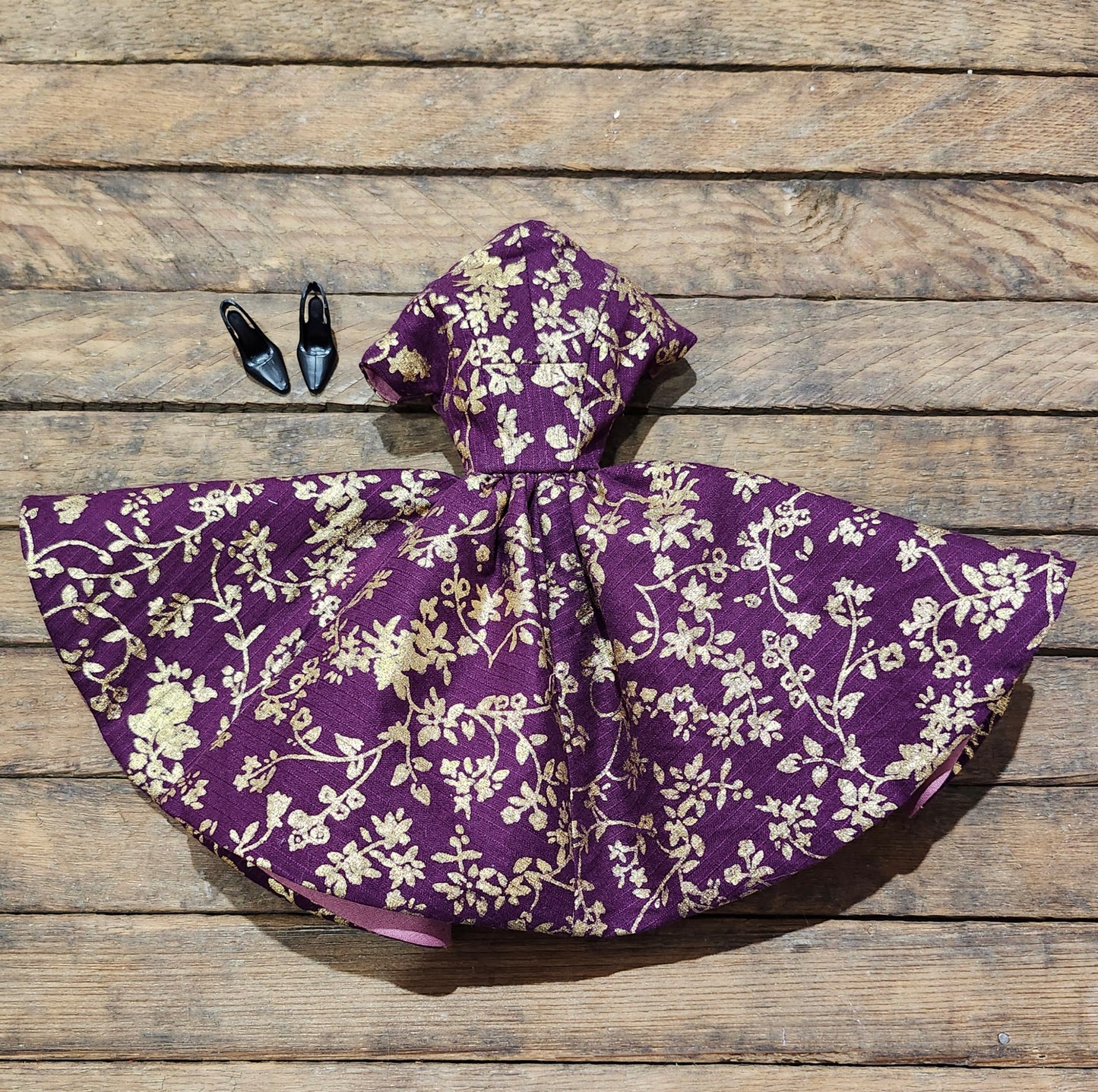 Purple and Gold Party Dress for 11 1/2" fashion dolls