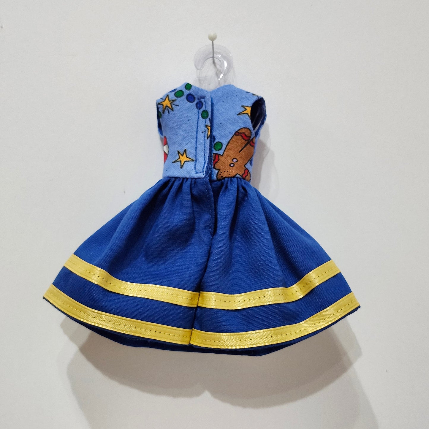 Blue and Yellow Christmas Dress for 9" girl fashion dolls