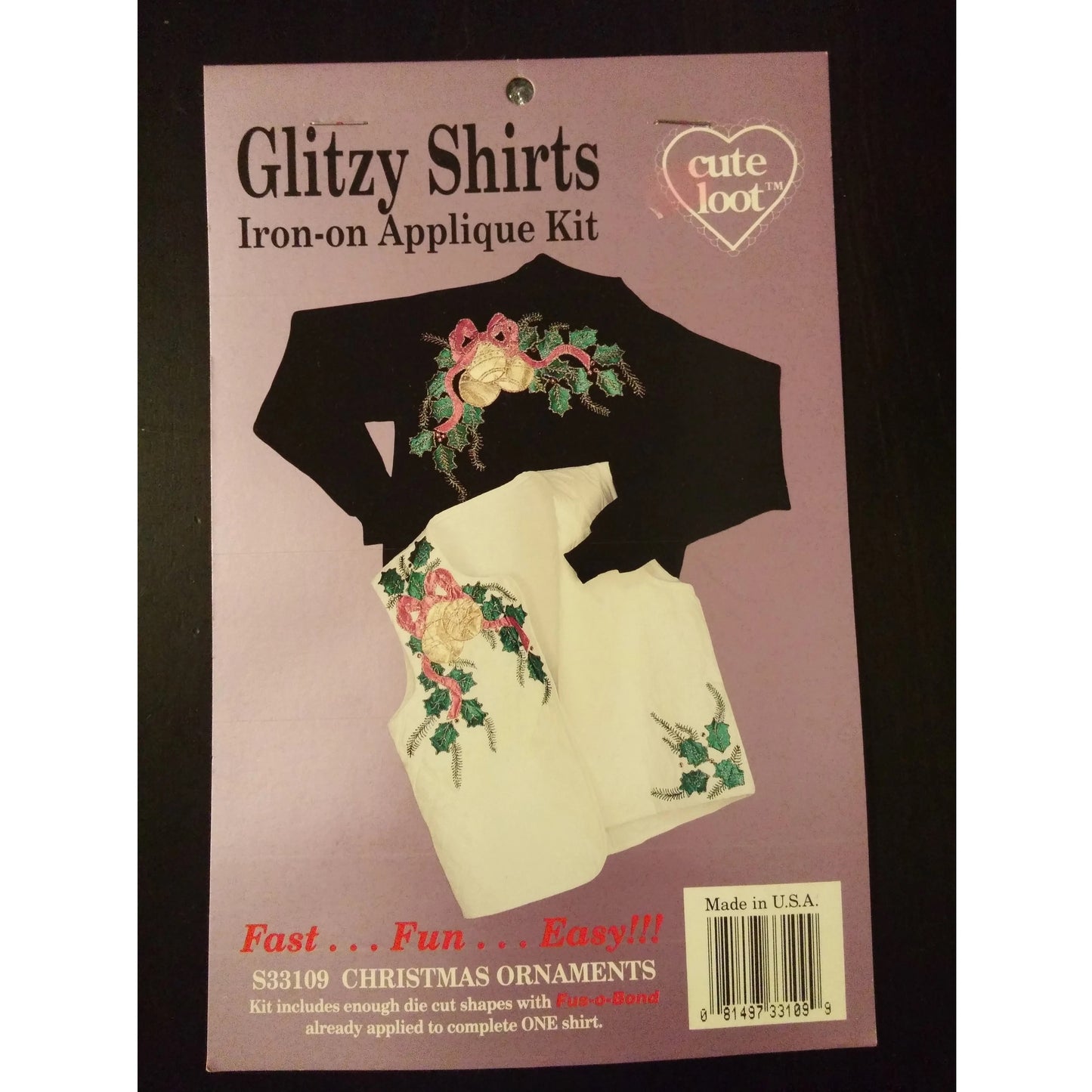 Glitzy Shirts Iron On Applique Kit S33109 Christmas Ornaments