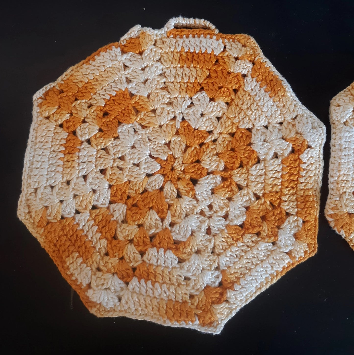 Orange and White Vintage Crochet Potholders