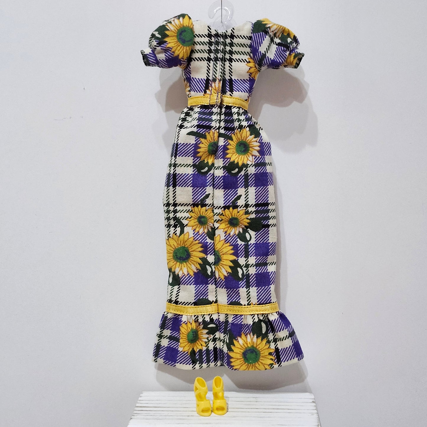 Sunflower and Plaid Maxi Dress for 11 1/2" female fashion dolls