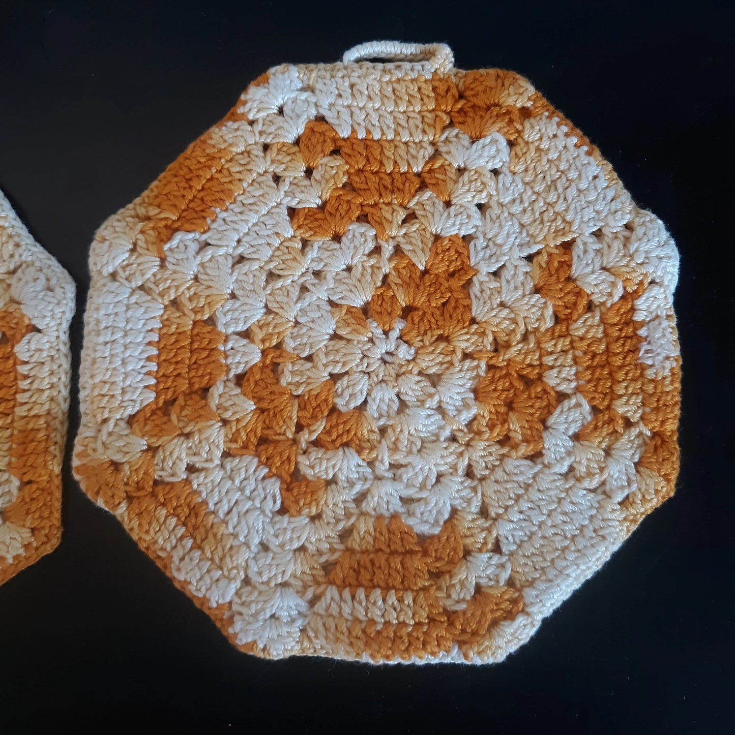 Orange and White Vintage Crochet Potholders