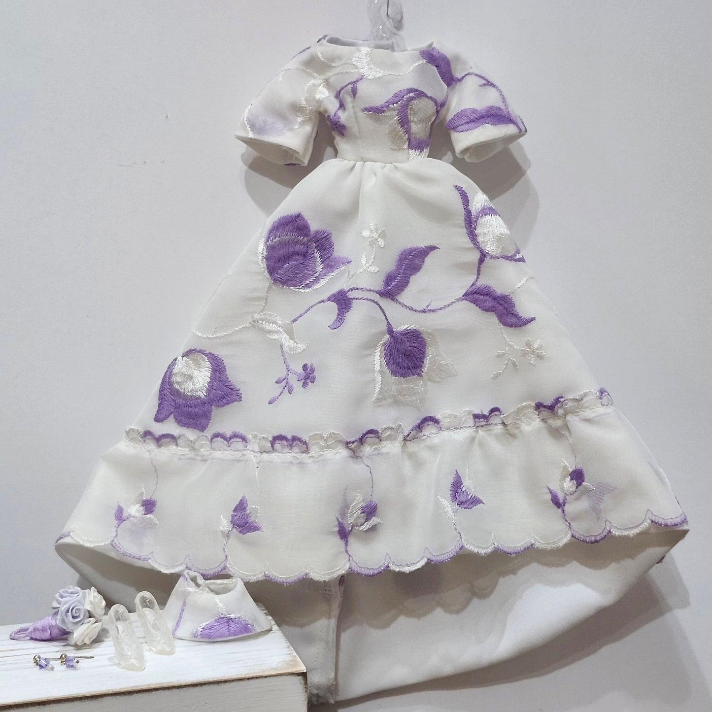 OOAK Lavender Dreams Wedding Gown for 11 1/2" female fashion dolls