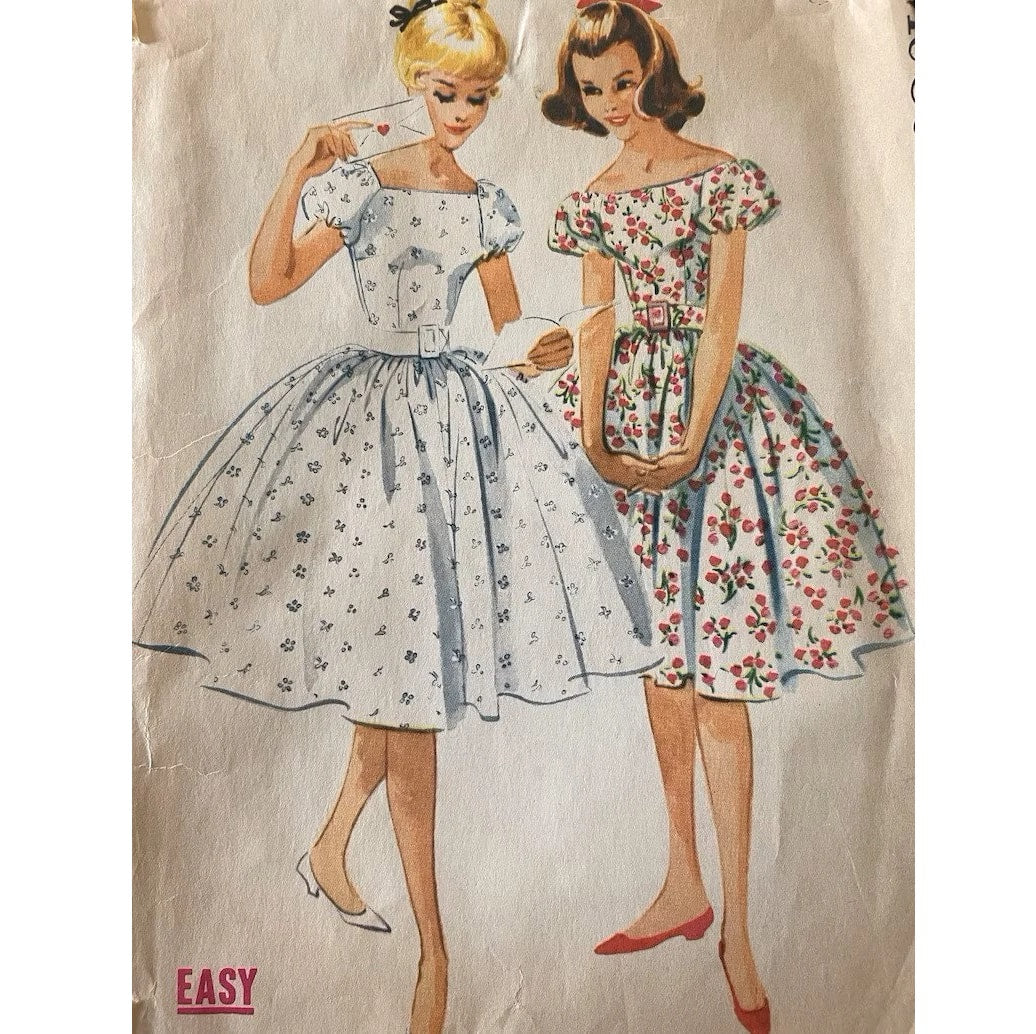HCC #34 PDF Pattern for 11 1/2" female fashion doll, raglan puff sleeve party dress