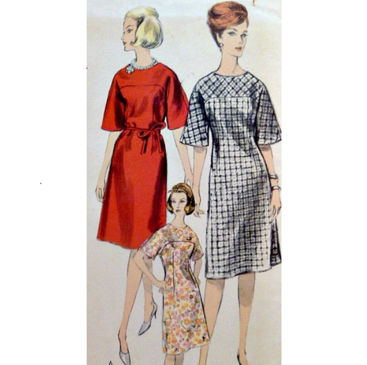 HCC #4 PDF Pattern for 11 1/2" female fashion doll, semi fitted dress with contrast yoke