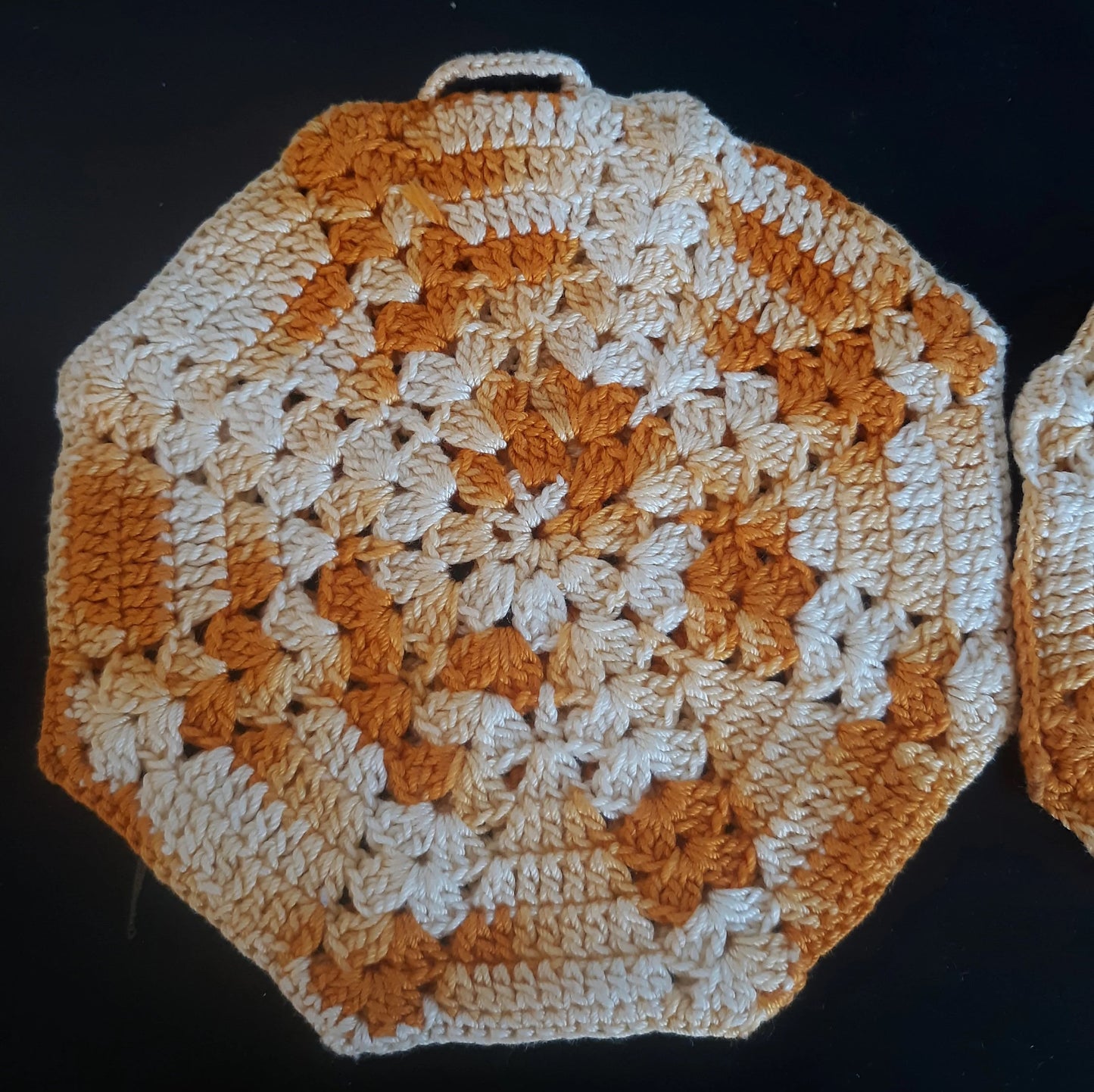 Orange and White Vintage Crochet Potholders