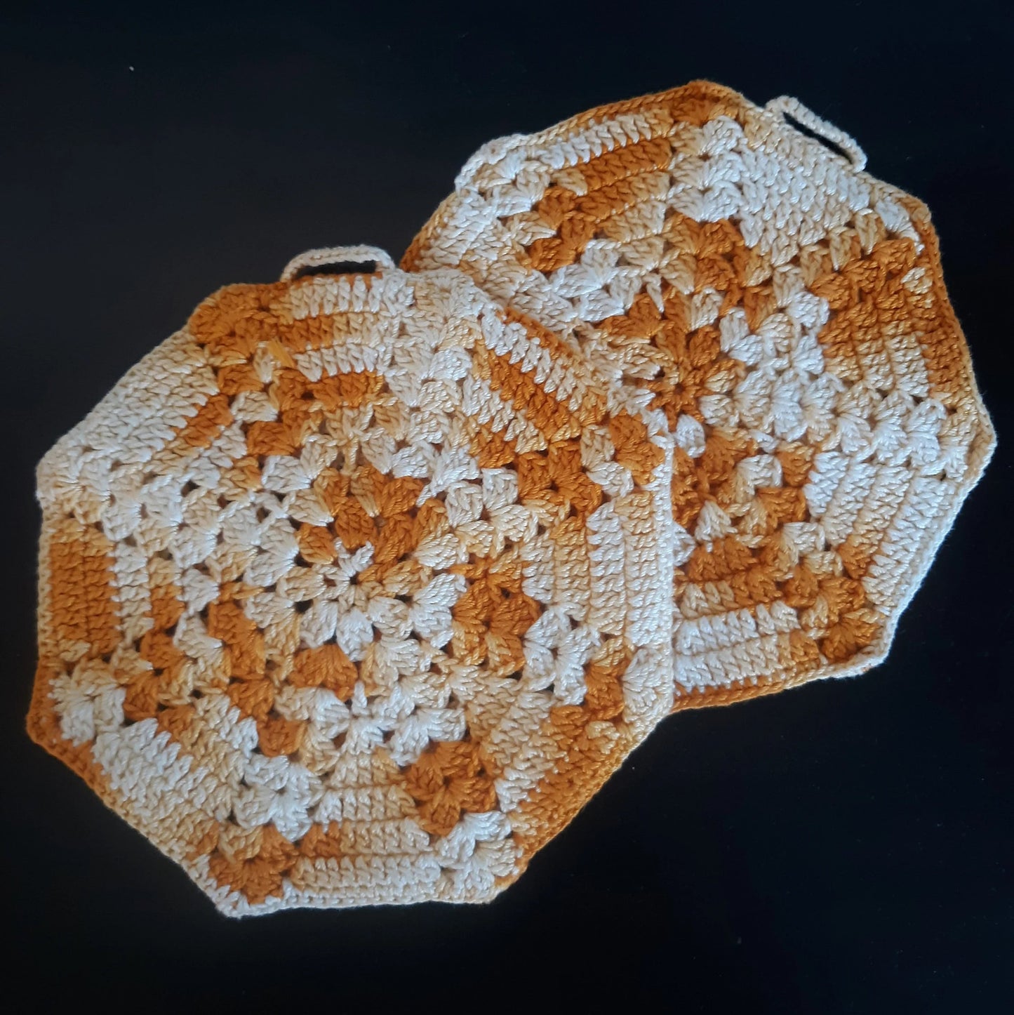 Orange and White Vintage Crochet Potholders