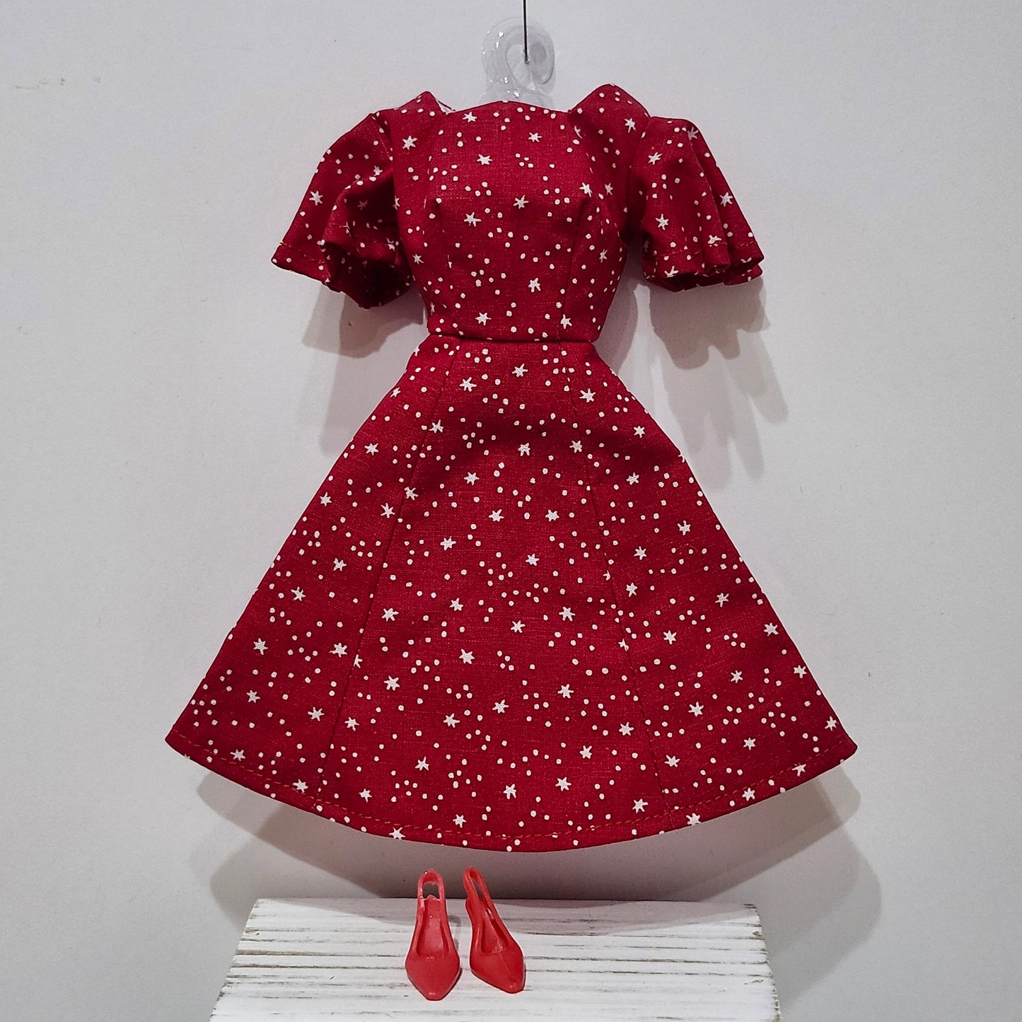 Stars on Red Dress for 11 1/2" female fashion dolls