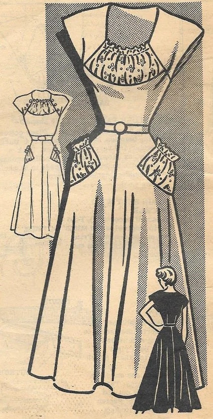 HCC #66 PDF Pattern for 11 1/2" female fashion doll, gathered inset bodice dress