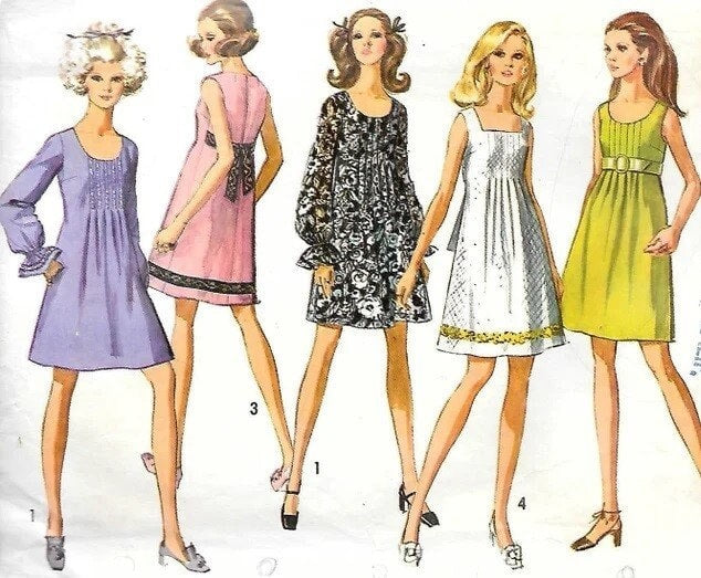 HCC #26 PDF Pattern for 11 1/2" female fashion doll, pleated bodice dress with waist ties