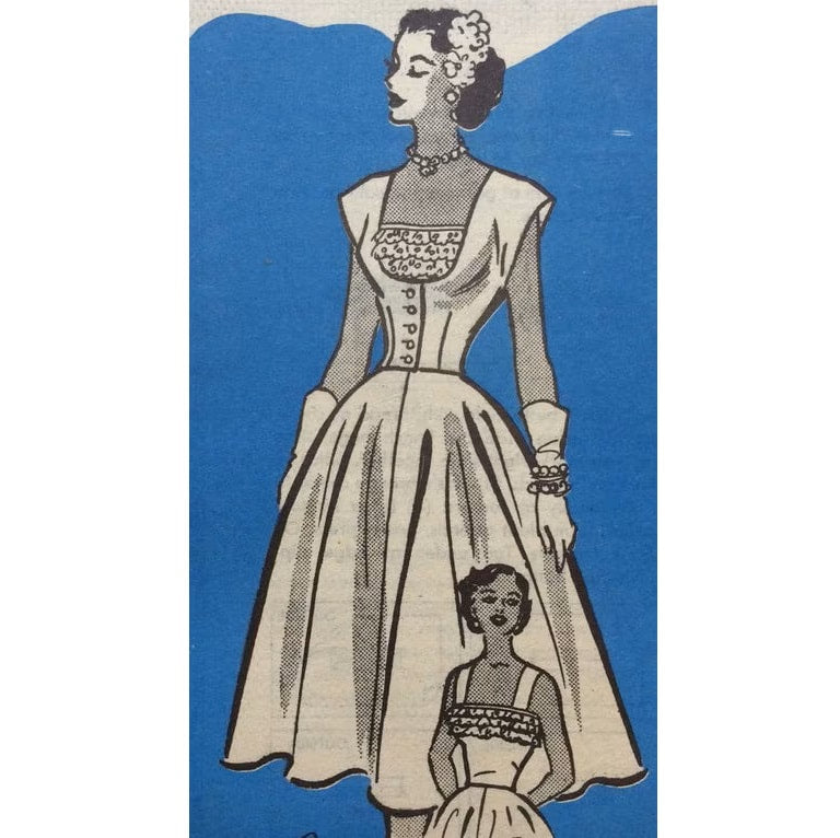 HCC #16 PDF Pattern for 11 1/2" female fashion doll, 1950's Dress and Spencer