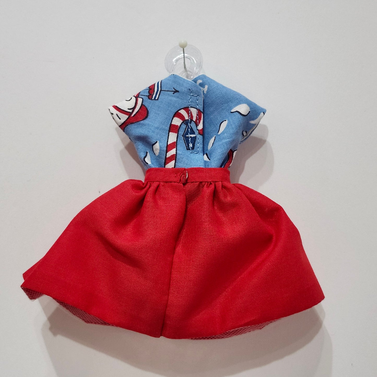 Red Skirt and Blue Blouse Christmas Outfit for 9" girl fashion dolls