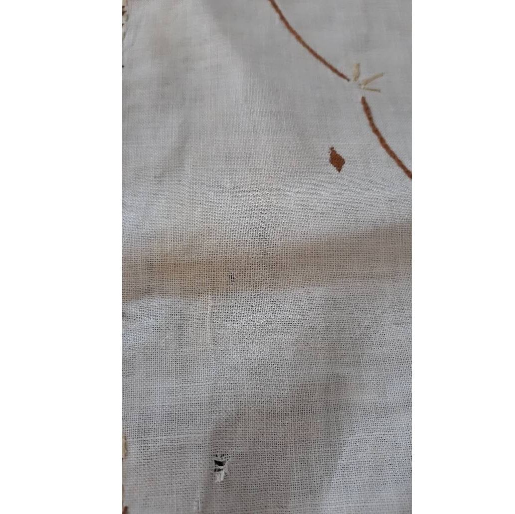 Vintage Autumn Toned Embroidered Table Runner/Dresser Scarf