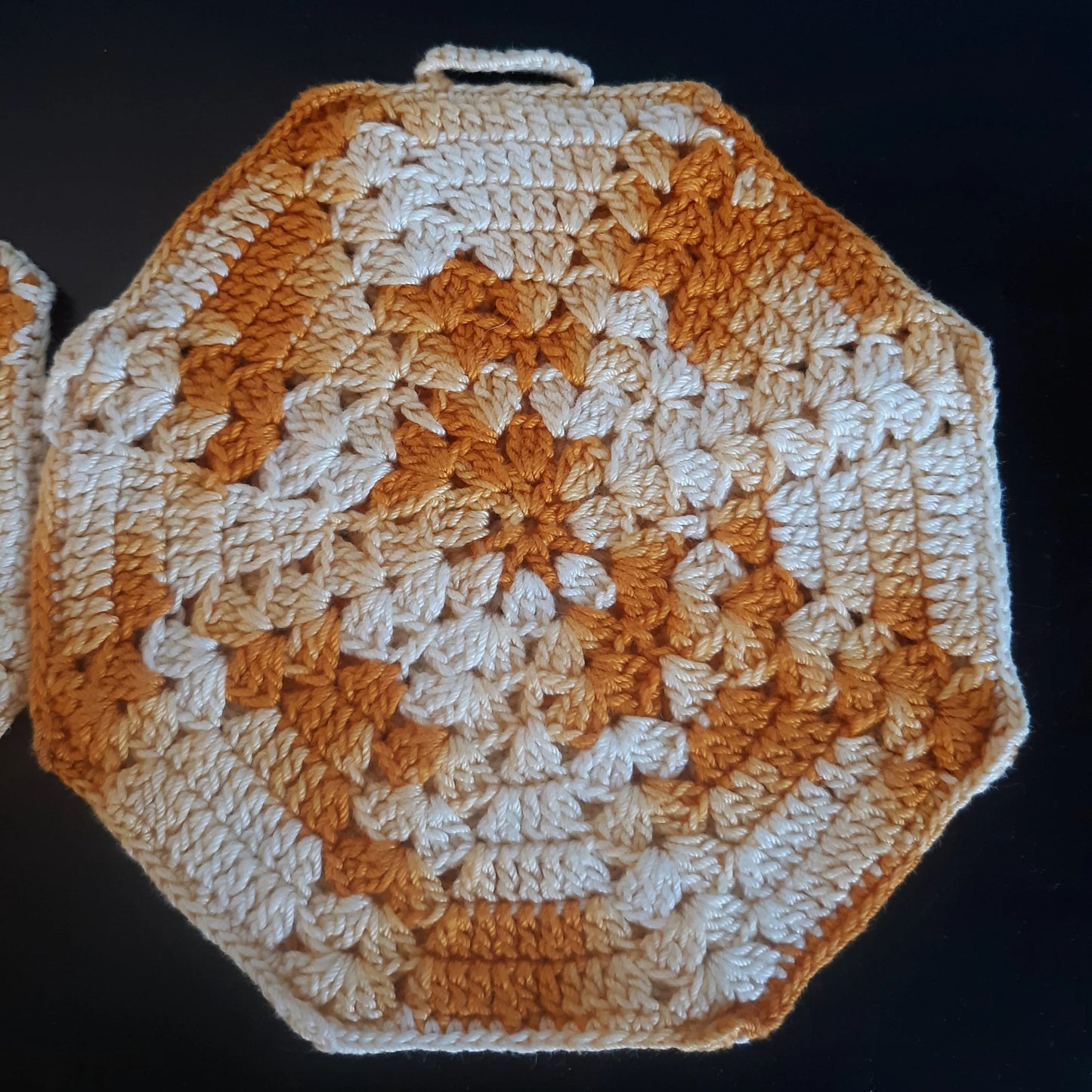 Orange and White Vintage Crochet Potholders