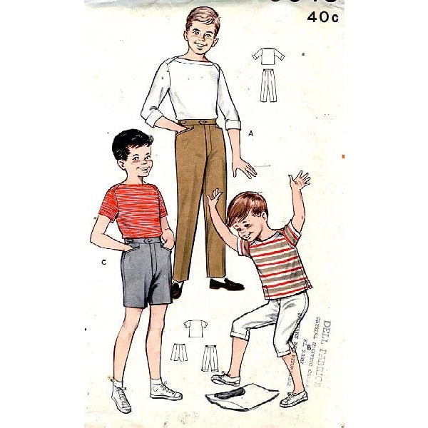 HCC #31 PDF Pattern for 9" boy fashion doll, Boat Neck T- Shirt and Pants in 3 lengths