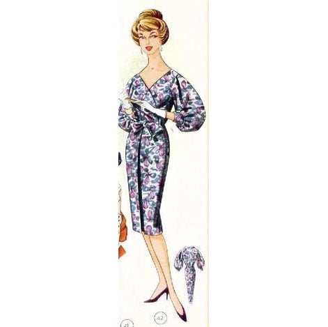 HCC #5 PDF Pattern for 11 1/2" female fashion doll, wrap dress with full gathered sleeves