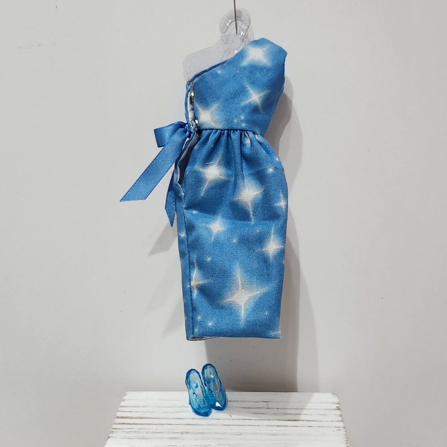One Shoulder Blue Stars Dress for 11 1/2" female fashion dolls