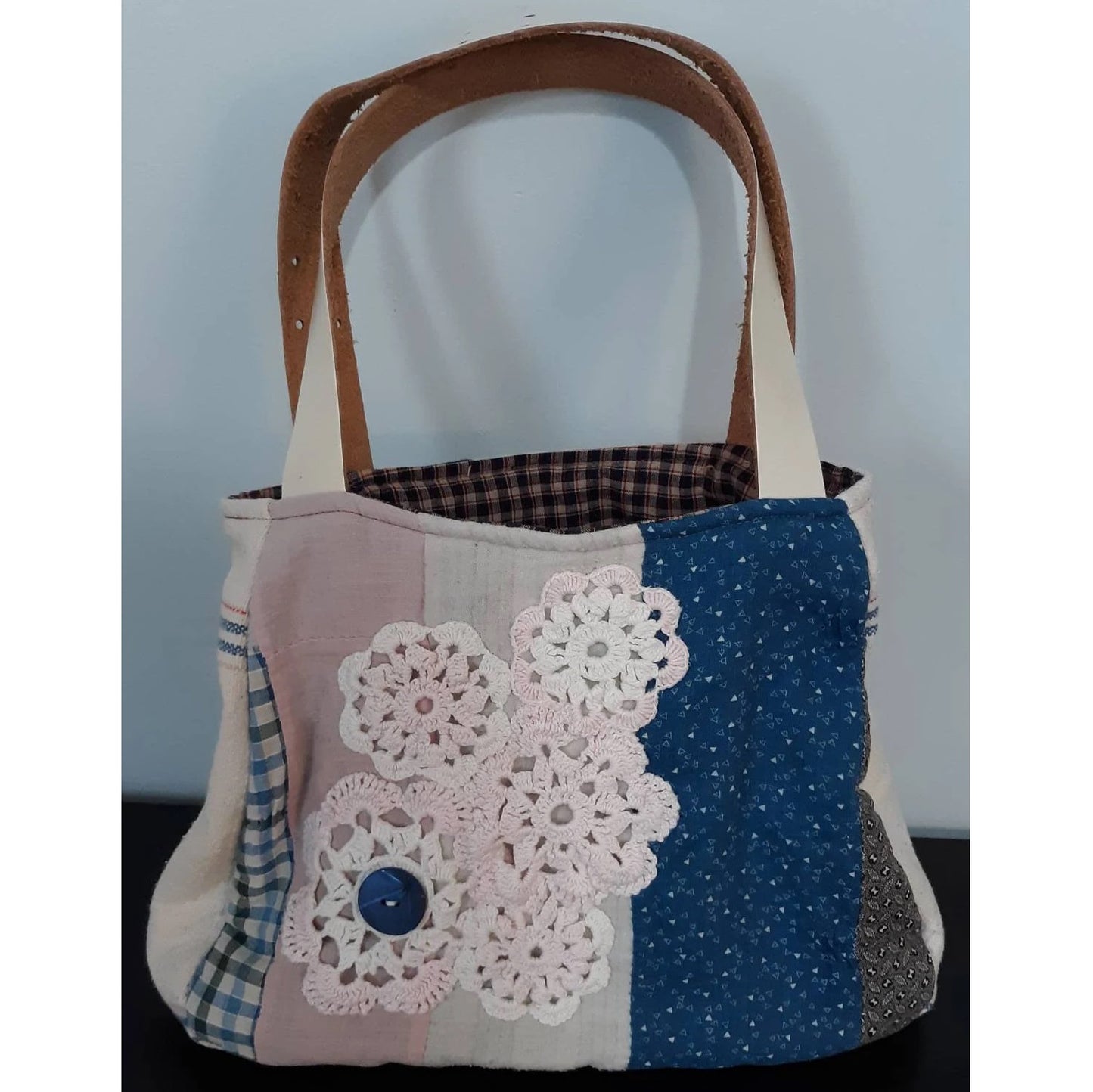 Resurrected Tote Style Handbag from Vintage Quilt and Feedsack