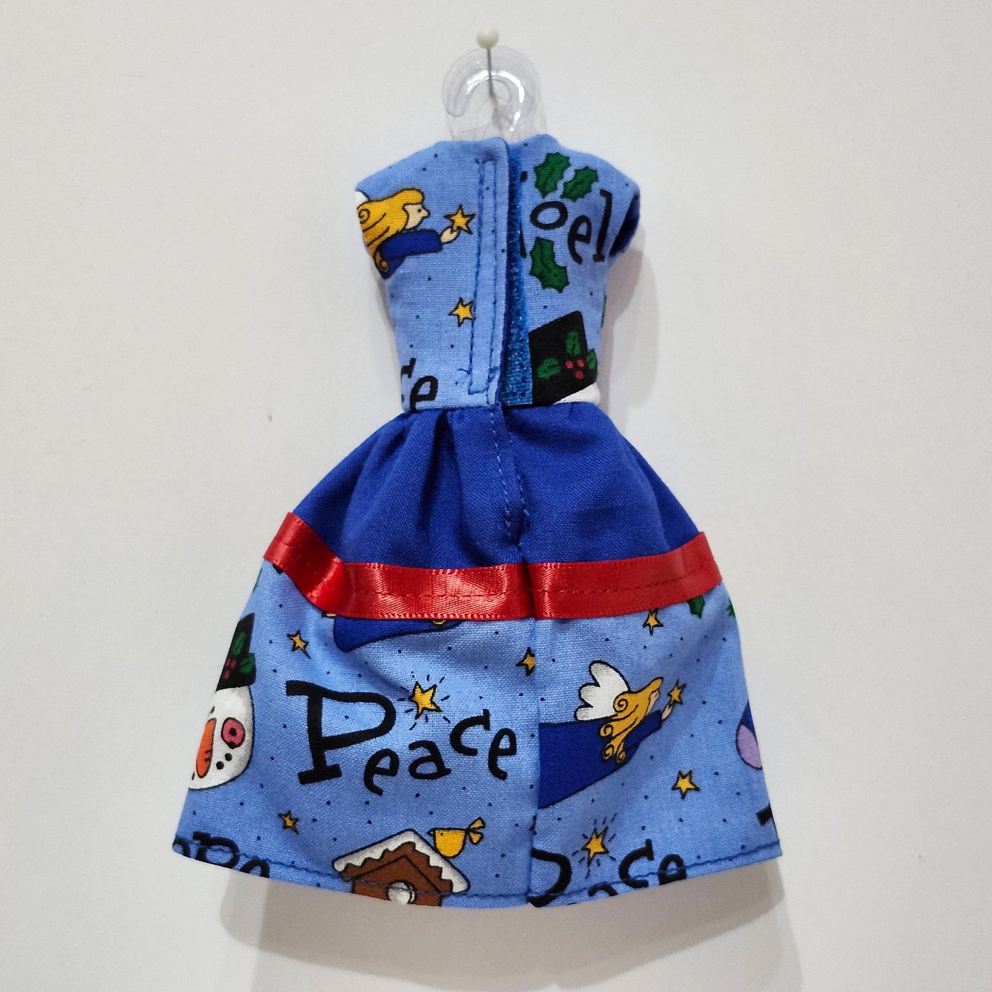 Candy Cane, Red, and Blue Dress for 9" girl fashion doll