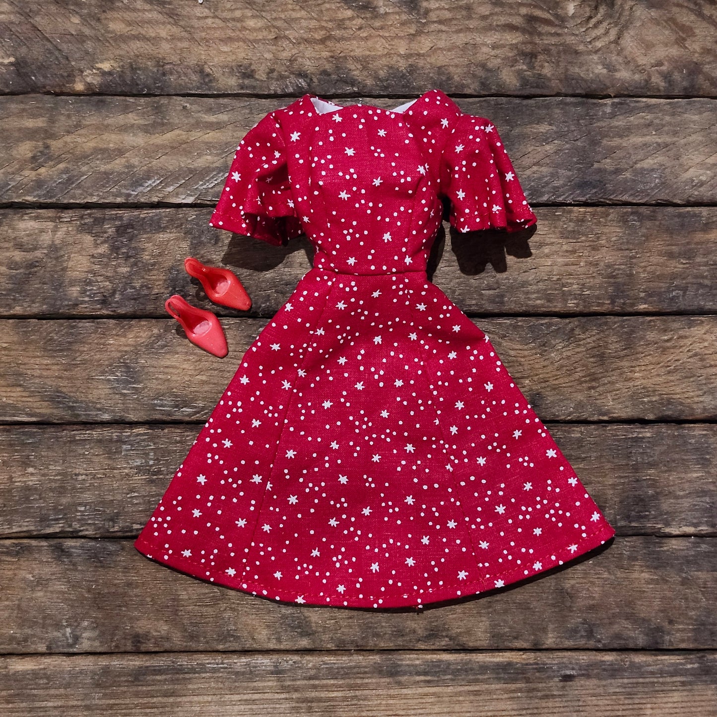 Stars on Red Dress for 11 1/2" female fashion dolls