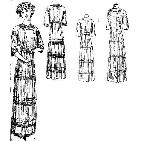 HCC #44 PDF Pattern for 11 1/2" female fashion doll, 1911 summer/winter dress