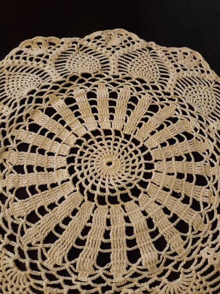 Vintage Large Round (16") Cream Doily