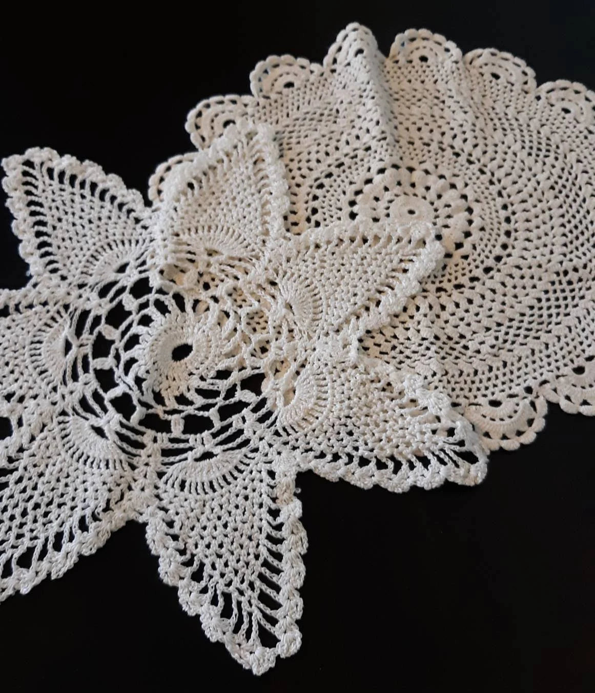Set of 2 Vintage White Crocheted Doilies