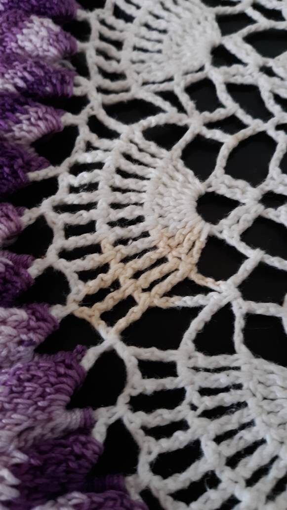 Vintage Round (28") Purple and White Doily