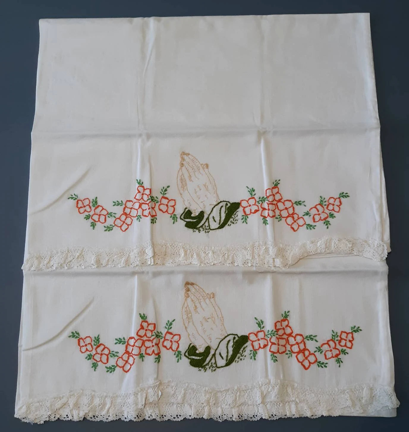 Praying Hands Embroidered Vintage Pillowcases