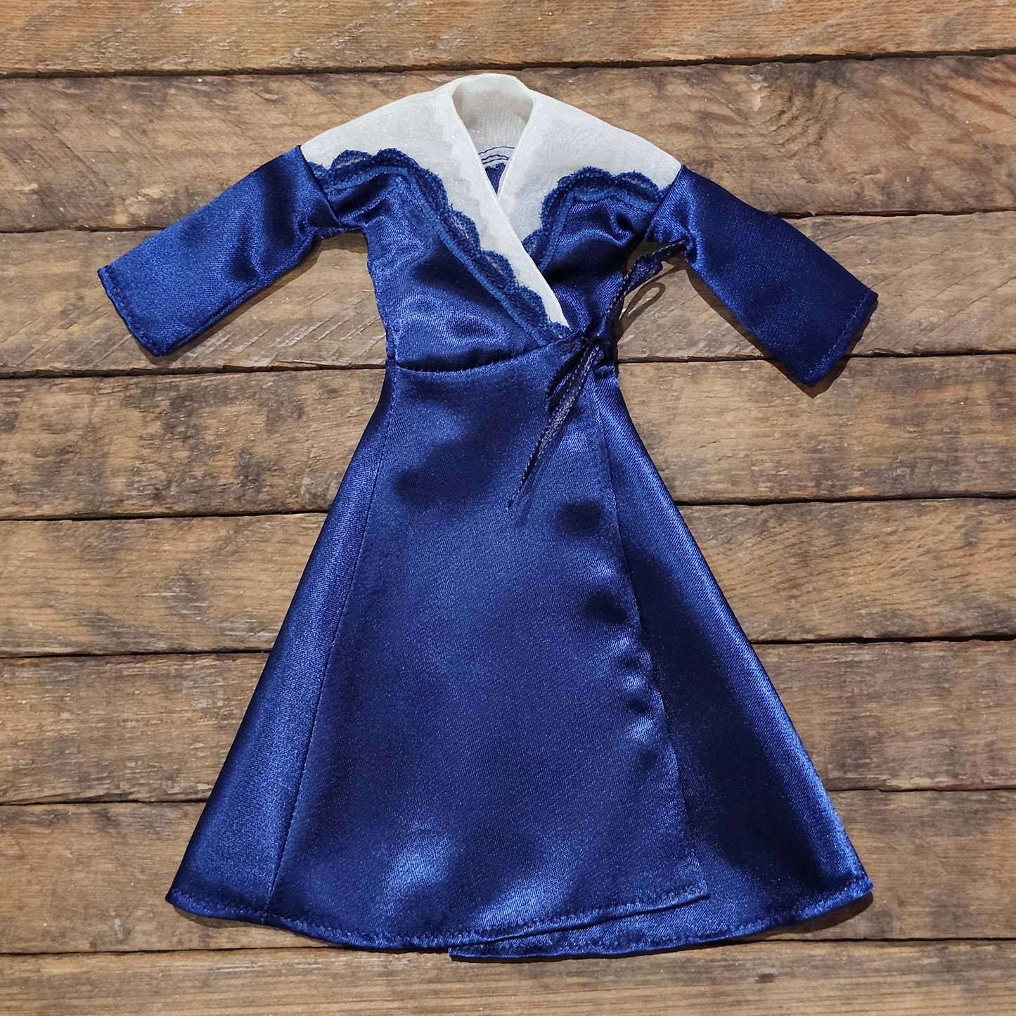 Blue Satin Robe for 11 1/2" fashion dolls