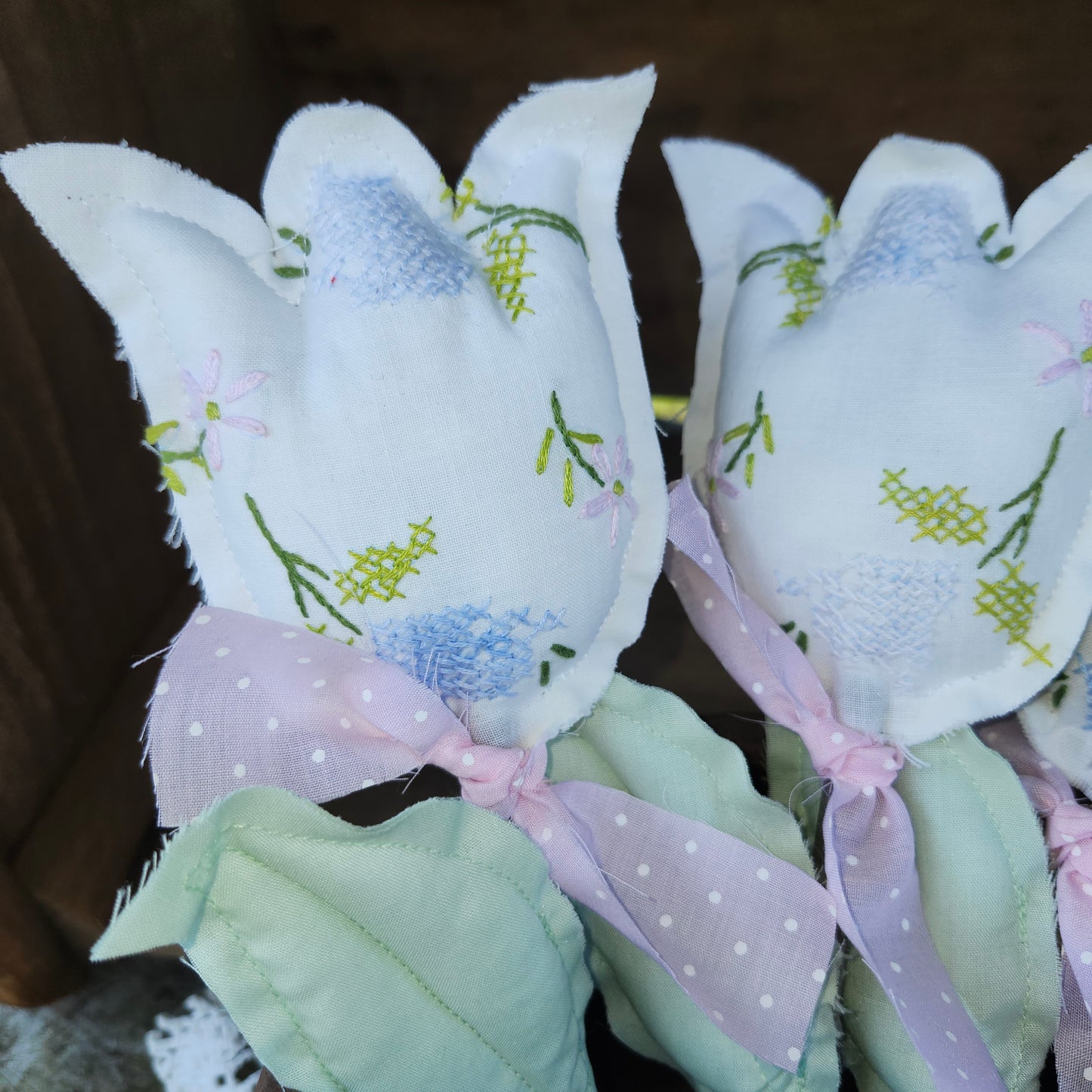 Tulip Flower handmade from vintage linens