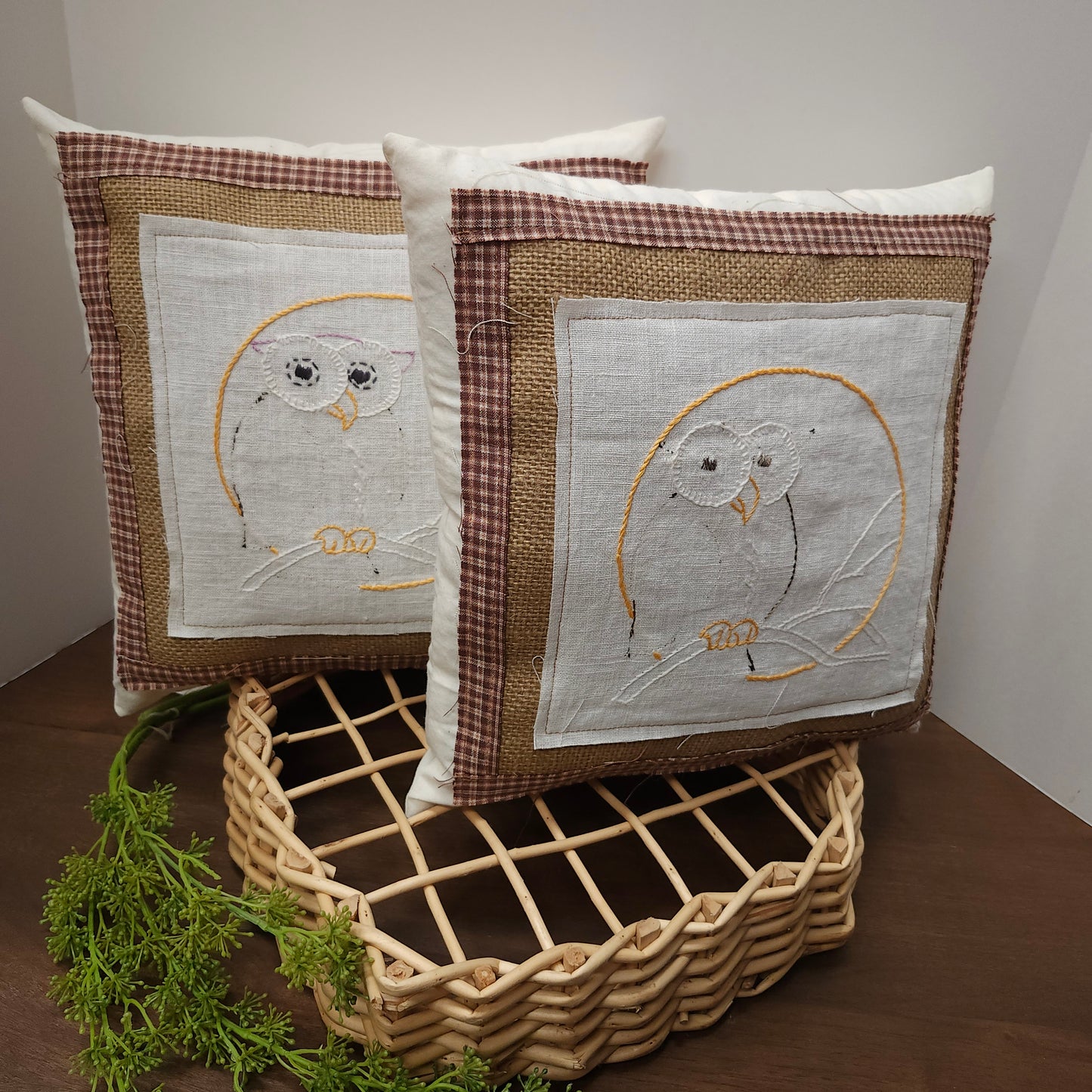 Owl Pillow Decor, Vintage Linen