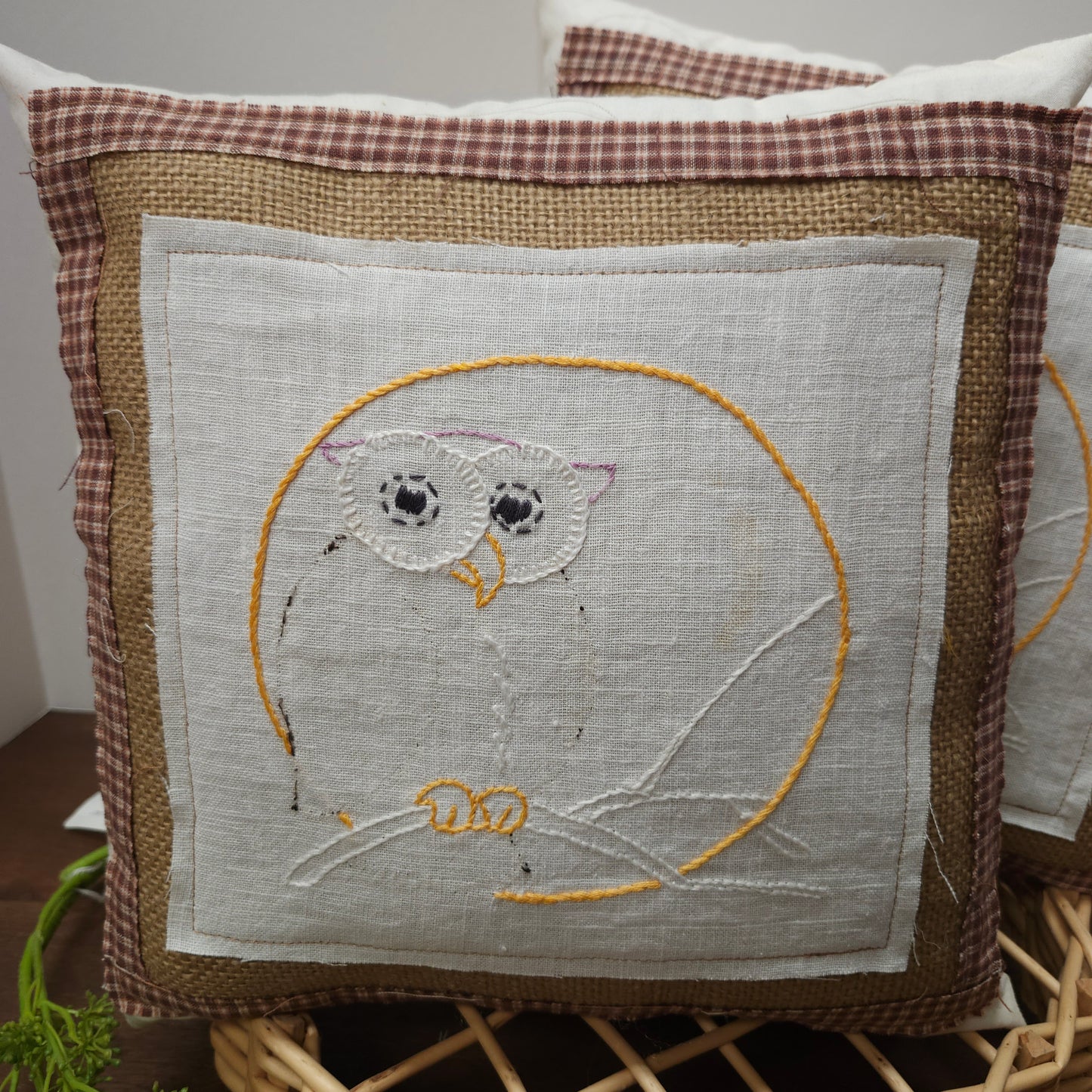 Owl Pillow Decor, Vintage Linen