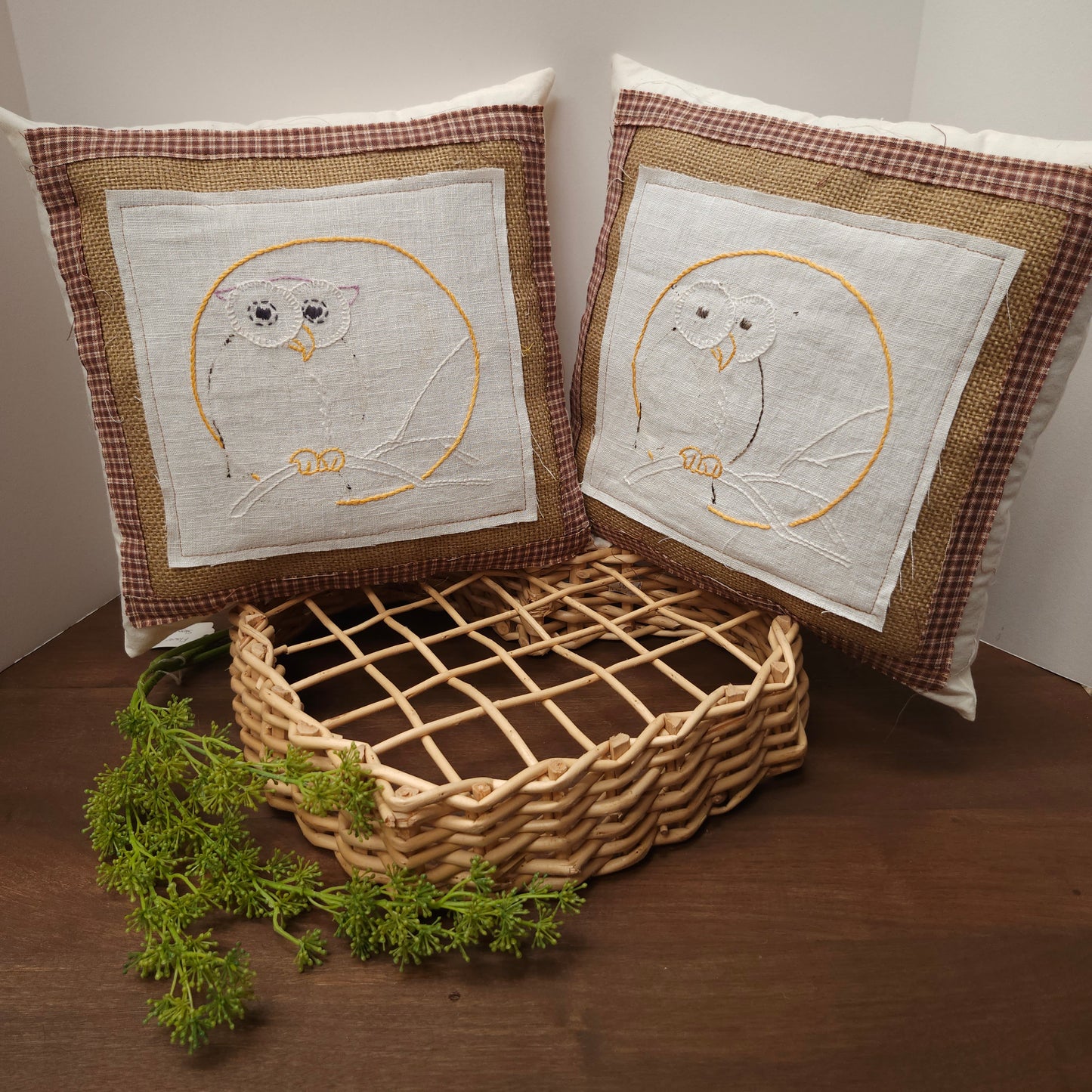 Owl Pillow Decor, Vintage Linen