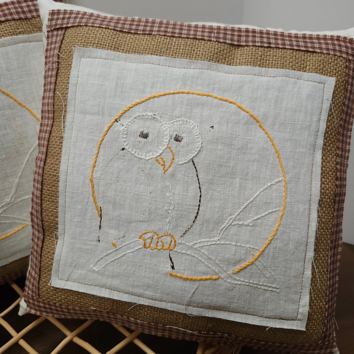 Owl Pillow Decor, Vintage Linen