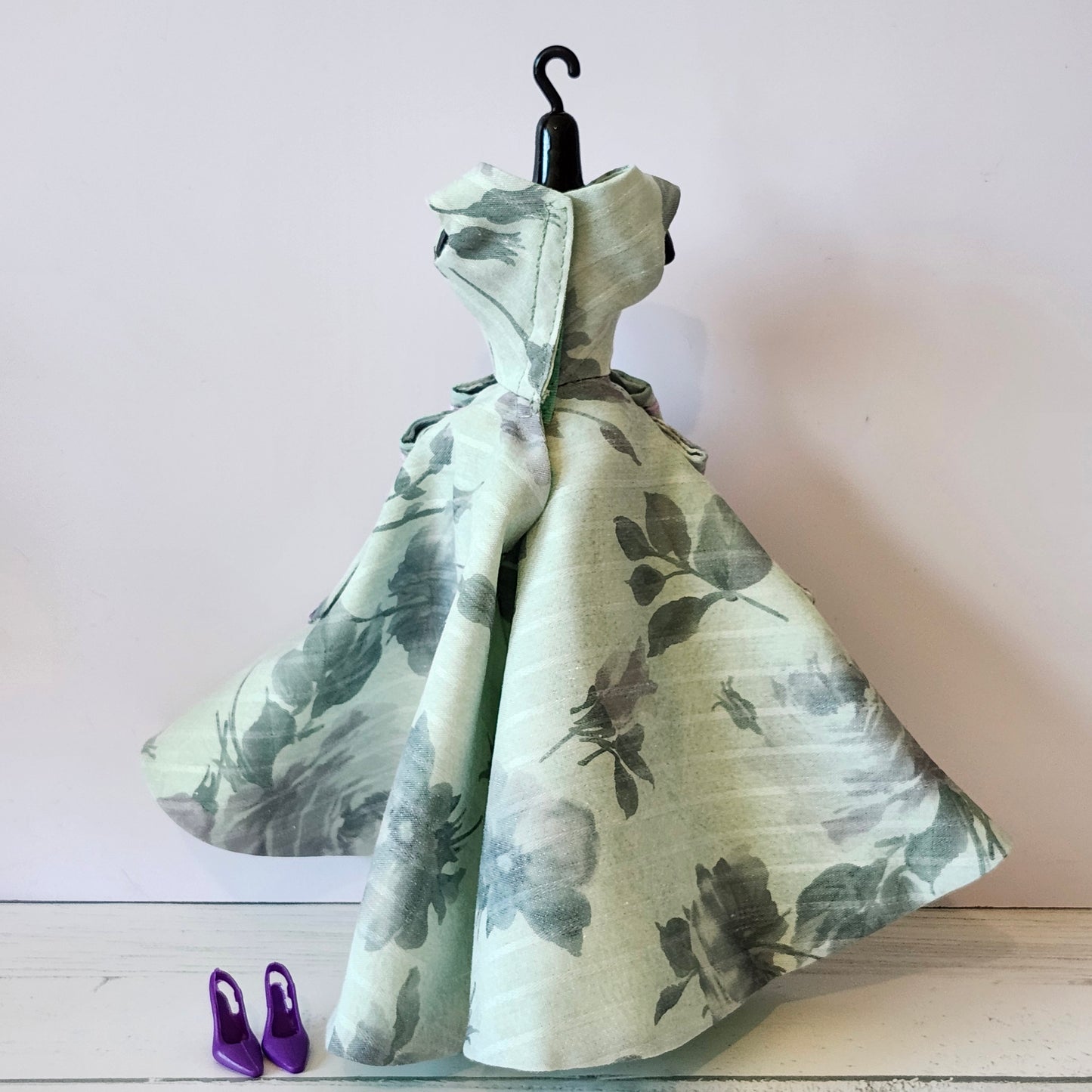 Green and Purple Bow Front Evening Gown for 11 1/2" fashion dolls