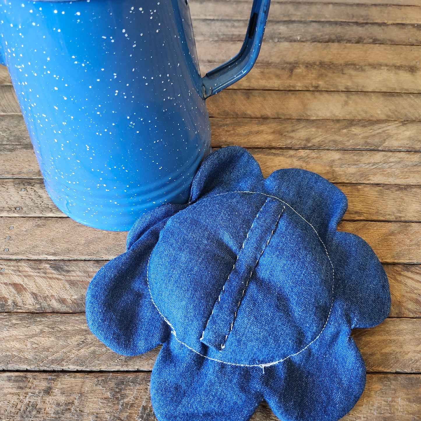 Patriotic Blue and Red Fabric Flower