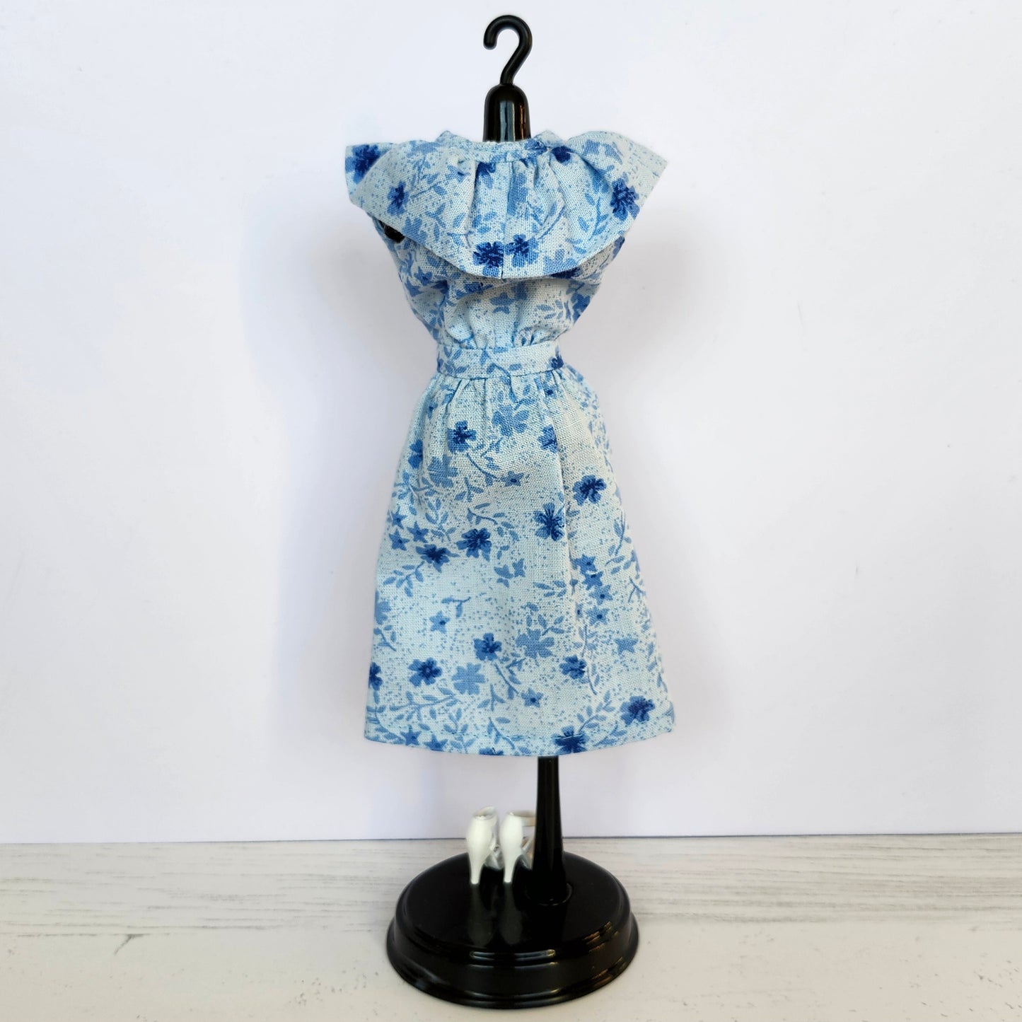 Blue Floral Ruffled Wrap Dress for 11 1/2" fashion dolls