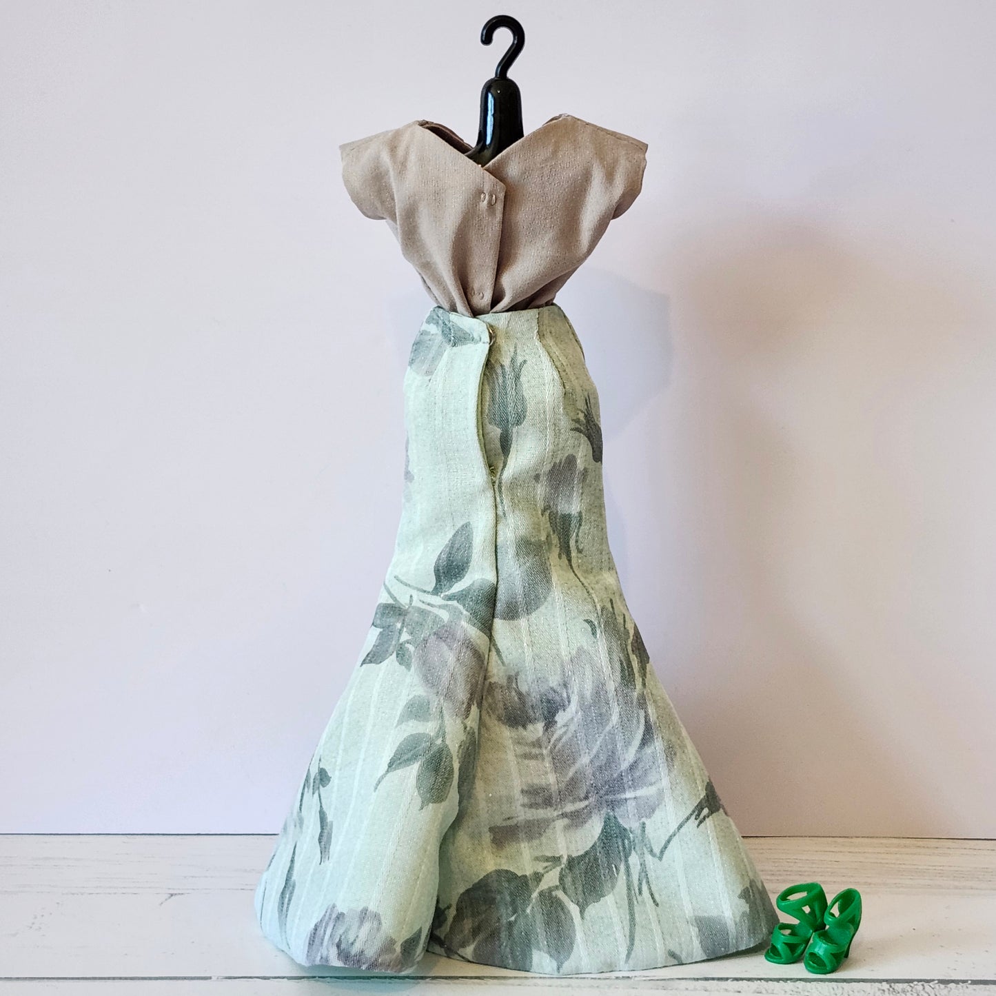 Green Floral Skirt and Purple Blouse for 11 1/2" fashion dolls