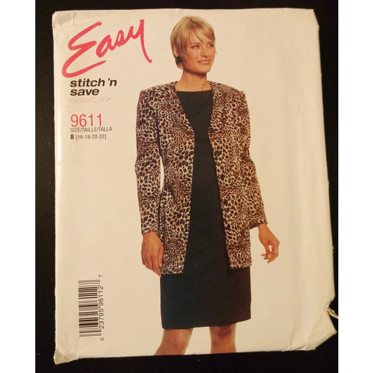 Easy Stitch 'n Save by McCall's 9611 (16-18-20-22) dress and jacket pattern, uncut