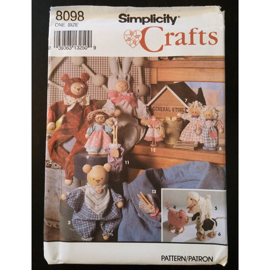 Simplicity Crafts 8098 assorted toys and dolls pattern, uncut