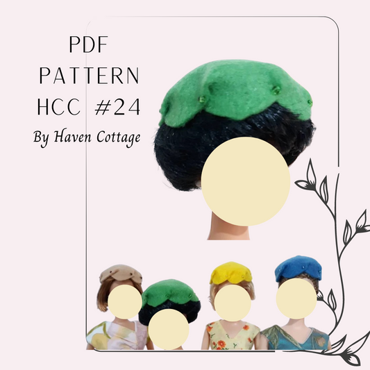HCC #24 PDF Pattern for 11 1/2" female fashion doll, petals hat