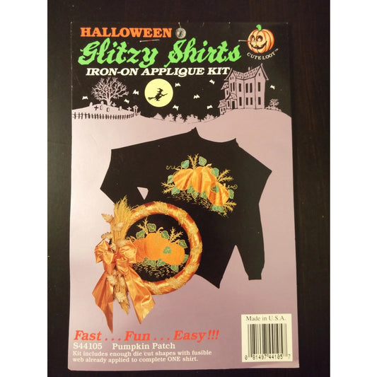 Halloween Glitzy Shirts Iron On Applique S44105 Pumpkin Patch