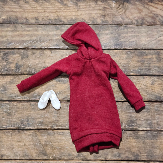 Red Hoodie Dress for 11 1/2" fashion dolls