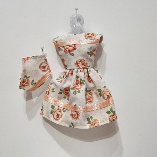 Peach Floral Dress for 9" girl fashion dolls