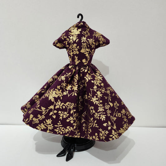 Purple and Gold Party Dress for 11 1/2" fashion dolls