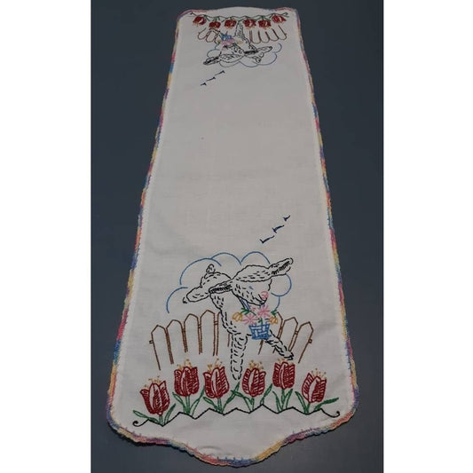 Embroidered Lamb Vintage Table Runner